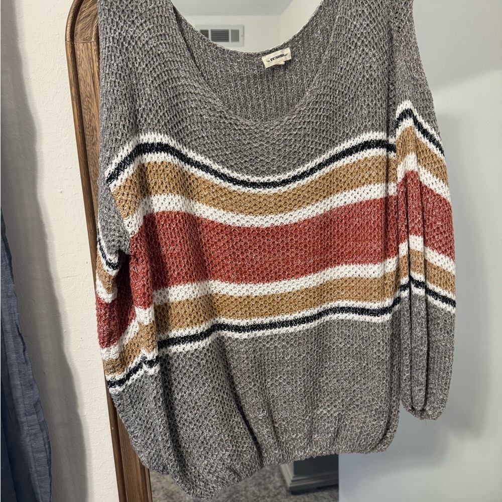 Gray Striped Women's Sweater